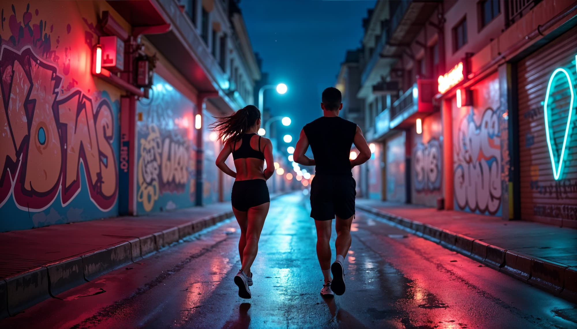 Runners at night