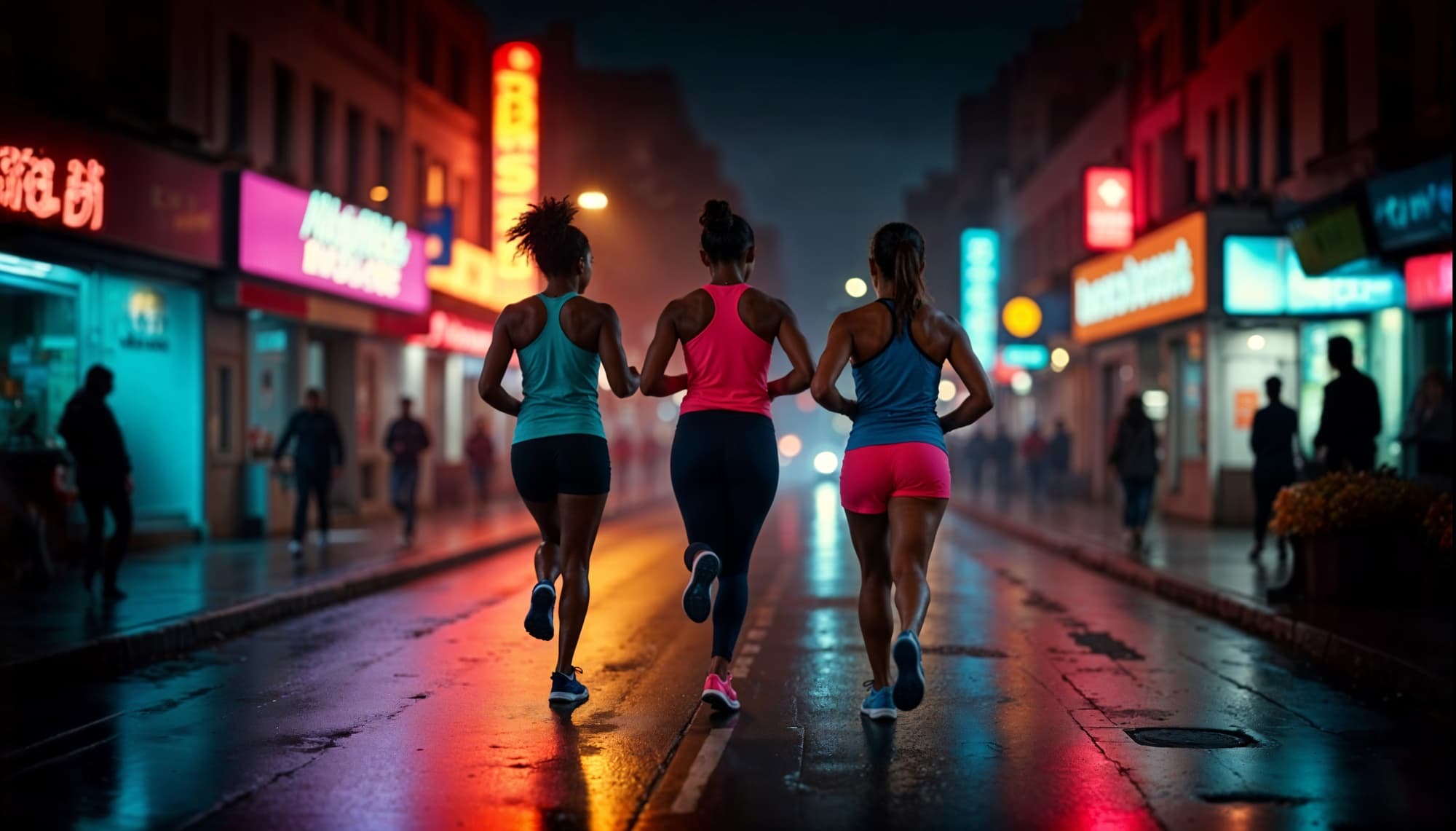 Runners at night